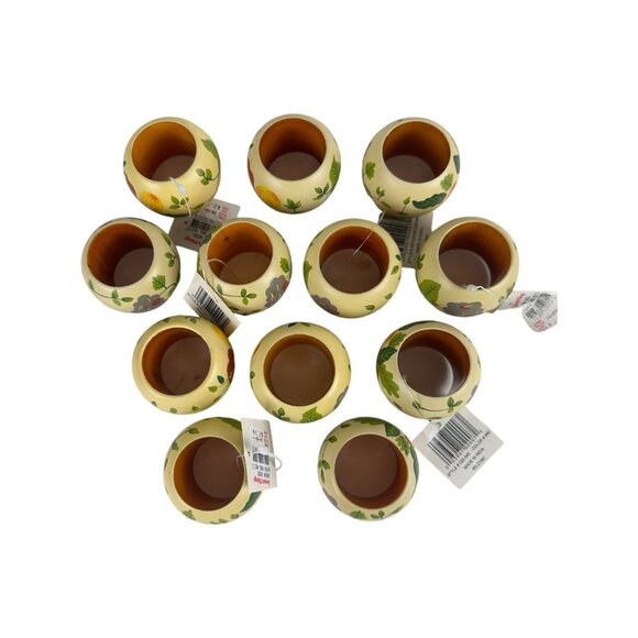 KEMP & BEATLEY Hand Painted Wood Napkin Rings French Provincial Apple Grape *12* - Picture 8 of 10